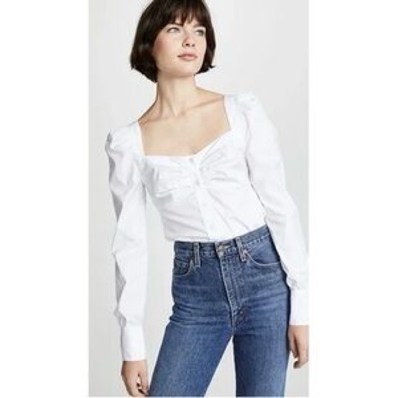 Veronica Beard Frankie White Long Sleeve Rucched Blouse - Picture 14 of 14